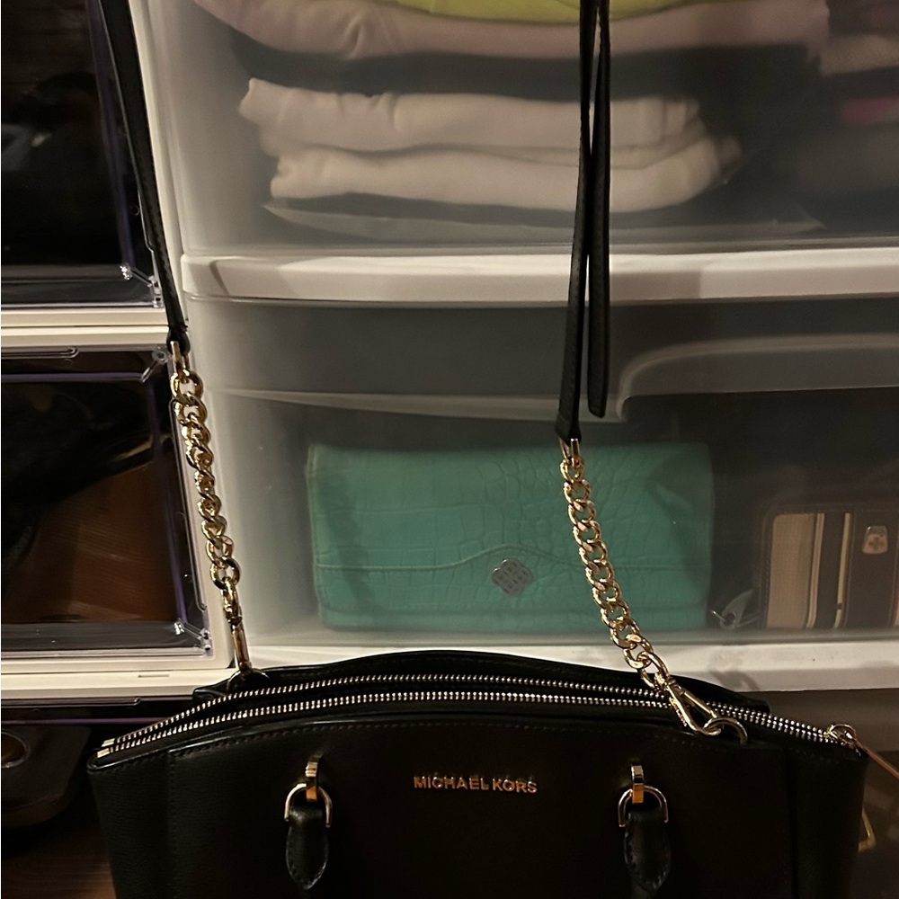 Michael Kors Black and Gold Chain Shoulder Bag